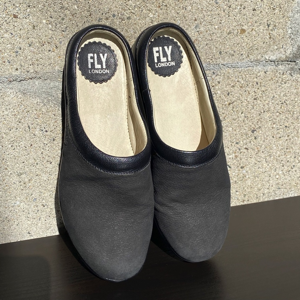 FLY London - Black Beak Leather Mule - Size 6.5 - 7 - Picture 2 of 14